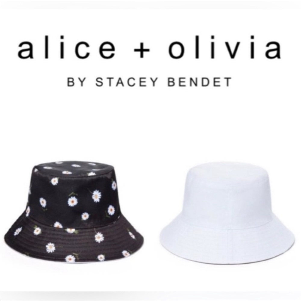 Alice and Olivia Reversible Bucket Sun Hat Daisy print White - Picture 2 of 10